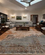 Abstract hand knotted modern wool rug,  rust and Grey  Modern Contemporary Statement area Rug