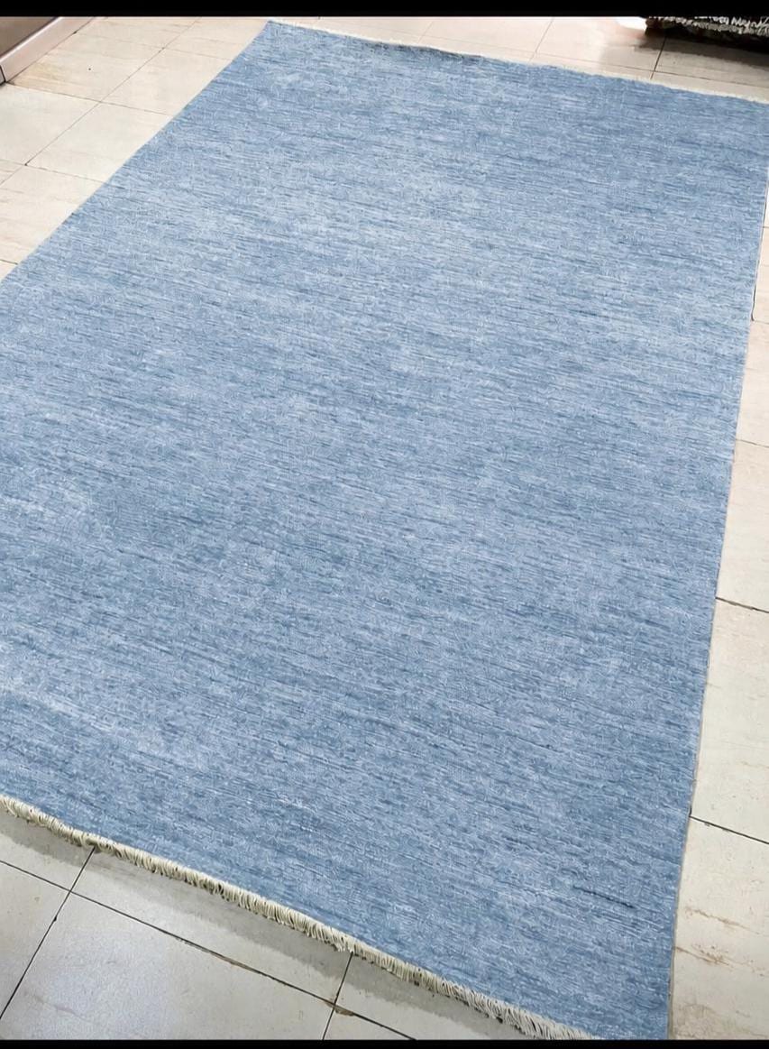 Blue Hand Knotted Wool Gabbeh Rug, light blue Area Rug, Persian style  Soft Carpet, high pile blue carpet