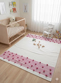 Handwoven Cotton Kilim Rug, Pink Scandinavian Nursery Rug, 4x6 ft