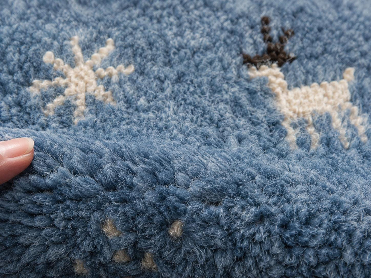 Hand-Knotted Gabbeh Wool Rug – Persian Tribal Thick Pile Rug, Light Blue
