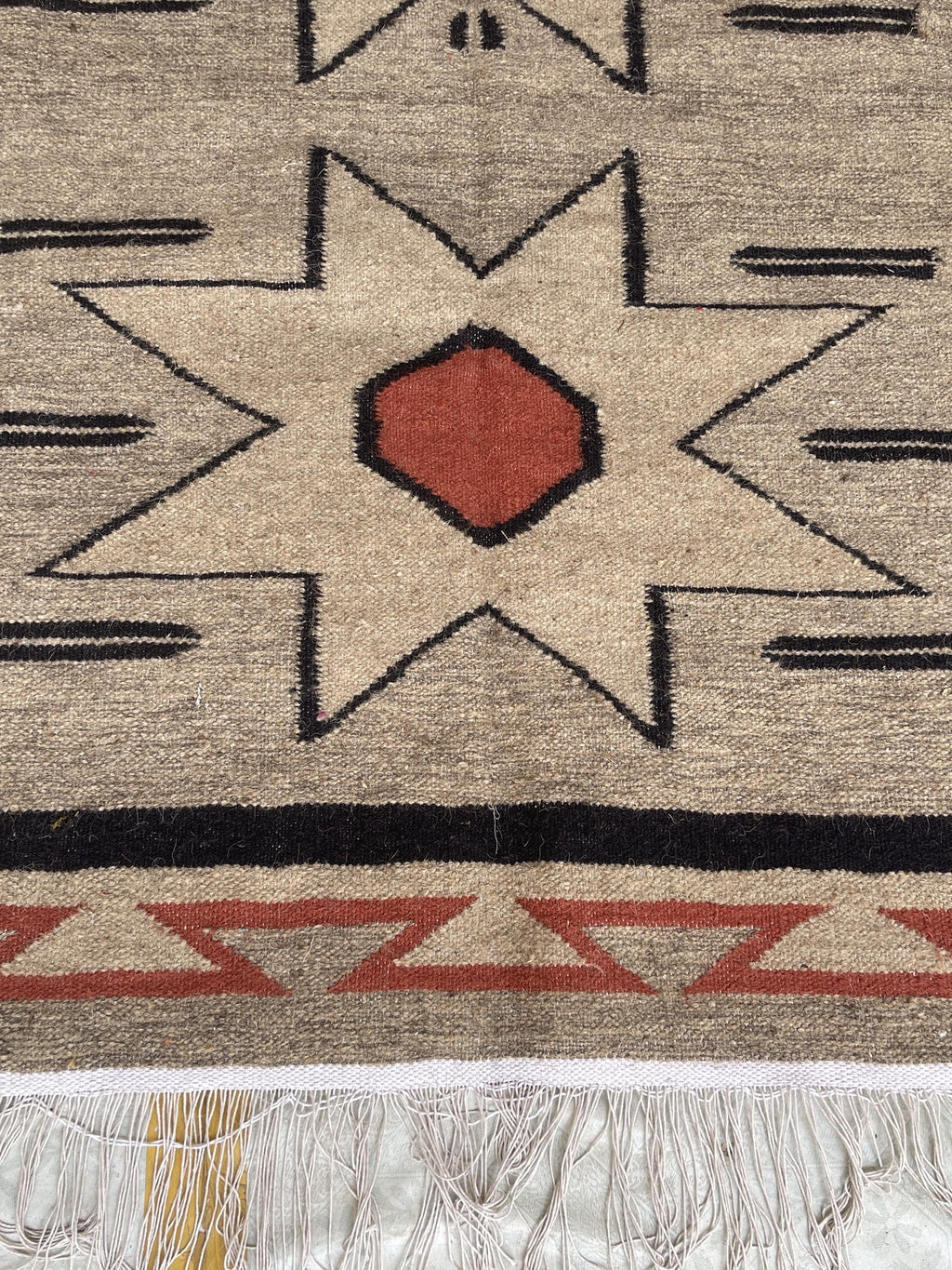 Beige and black Authentic Navajo style 100% wool Rug, custom size , Southwest Native American style Rug,