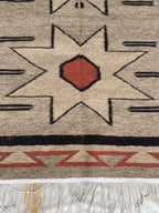 Beige and black Authentic Navajo style 100% wool Rug, custom size , Southwest Native American style Rug,