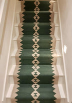 Custom Kilim Stair Runner | Handmade Wool Stair Carpet | Blue Geometric Runner Rug