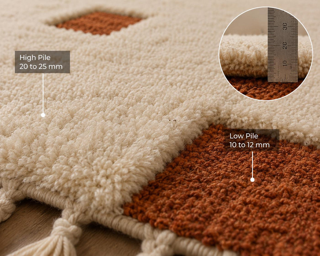 Modern Hand Knotted Area Rug, terracotta and  Ivory  Rug, Contemporary Abstract Rug, Living Room Rug, soft thick plush carpet