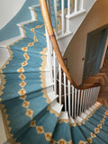 Custom Kilim Stair Runner | Handmade Wool Stair Carpet | Blue Geometric Runner Rug
