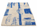 Ivory and Blue wool rug, berber wool rug, high pile rug, vintage inspired rug, blue area rug. Moroccan style rug