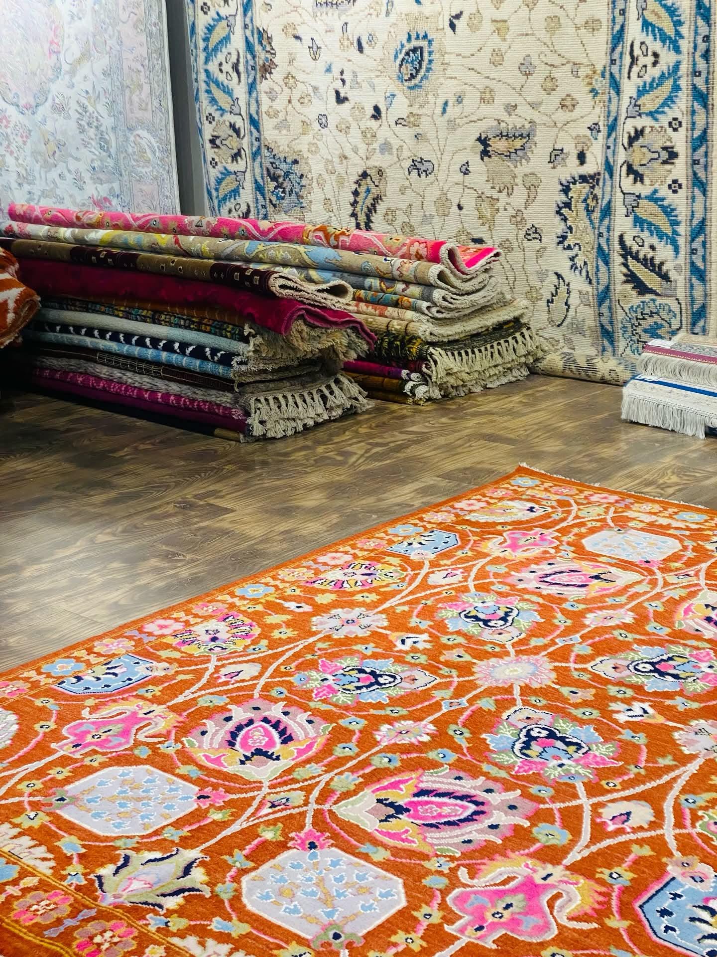 Traditional Hand Knotted Wool Rug, Rust Persian Style Area Rug, Floral Oriental Carpet, Luxury Handmade Home Decor Rug