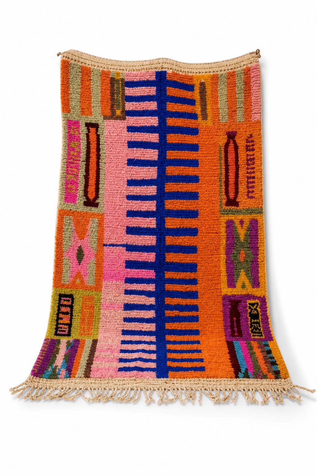 Handknotted Wool Rug, Abstract Wool Rug, Colorful Boho Shag Rug, Thick Plush Area Rug, Custom Sizes Available, Hand Knotted Contemporary Rug