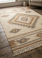 Beige Southwestern style Rug, 100% wool Navajo rug | 8x10ft, 10x14 rug, oversized grey southwestern rug, native American style  rug
