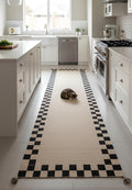 beige Scandinavian Wool Runner Rug – Minimal Geometric Kilim Carpet for Hallway, Corridor & Entryway,