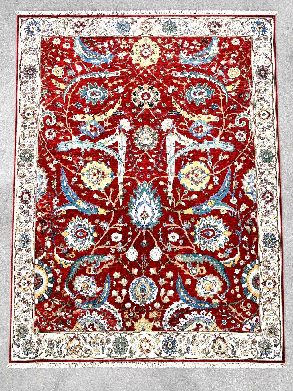 Red Hand Knotted Wool Ziegler Rug, Traditional Oriental Area Rug, Vintage Persian Style Carpet, Handmade Luxury Rug