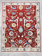 Red Hand Knotted Wool Ziegler Rug, Traditional Oriental Area Rug, Vintage Persian Style Carpet, Handmade Luxury Rug