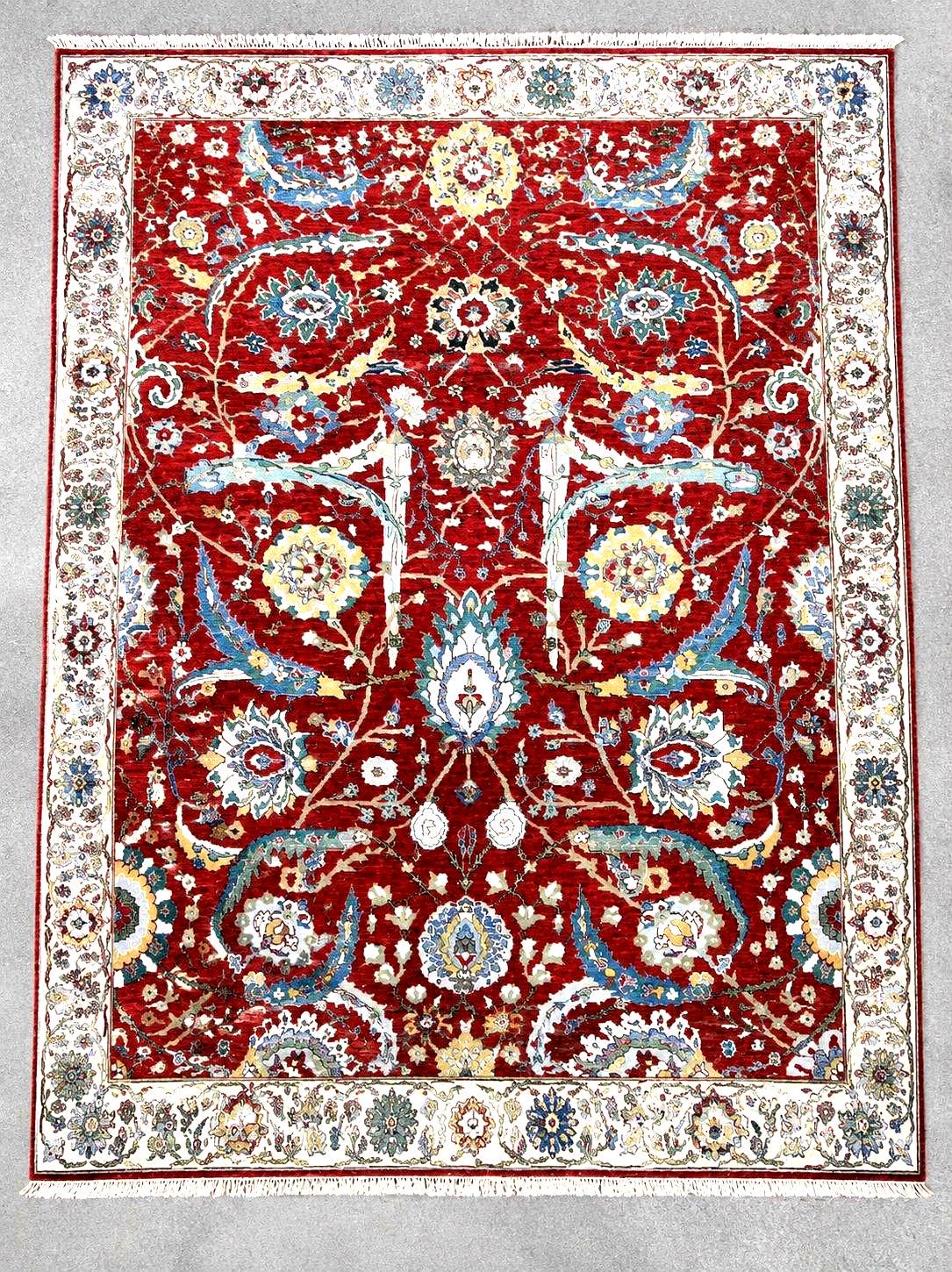 Red Hand Knotted Wool Ziegler Rug, Traditional Oriental Area Rug, Vintage Persian Style Carpet, Handmade Luxury Rug