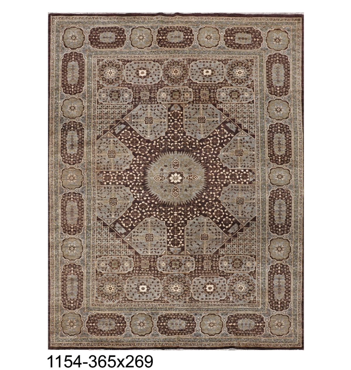 Hand-Knotted Tabriz Wool Rug – Traditional Persian Medallion Design, Brown/Cognac (350x250cm)