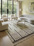 Black and white Hand-Knotted Wool  Rug, Ivory Black Moroccan Beni Ourain Style, thick pile Neutral Area Rug , Abstract Pattern Rug