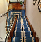 Southwestern Kilim Stair Runner | Black Wool Geometric Runner | Handmade Hallway Rug