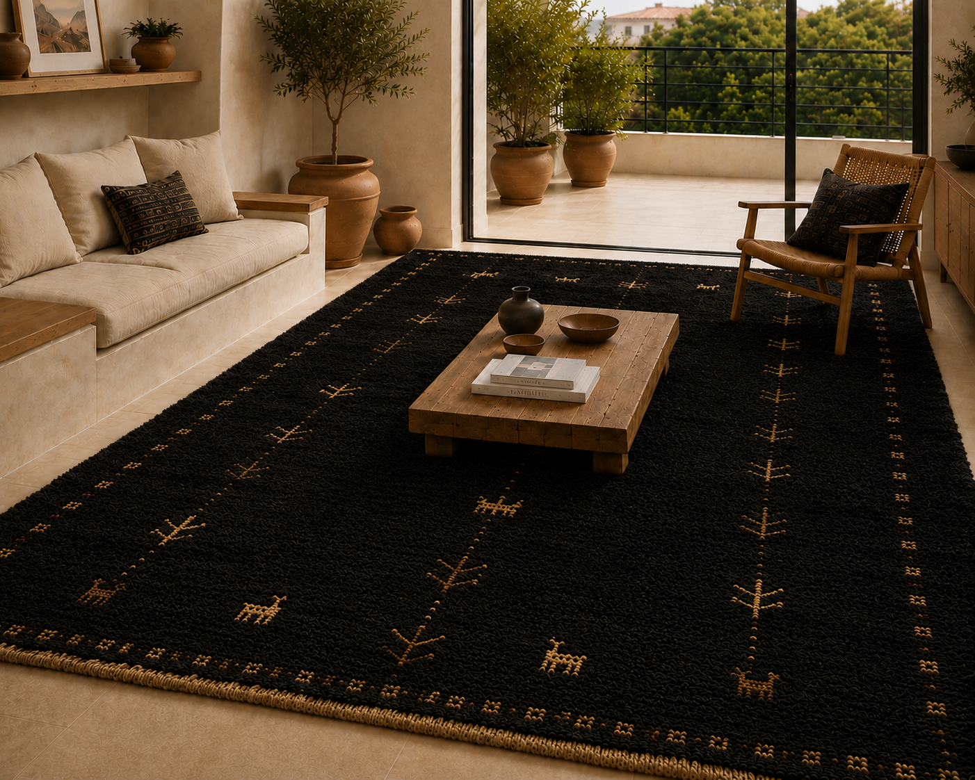 Hand Knotted Black Gabbeh Wool Rug – Traditional & Modern Area Rug (Copy) (Copy)