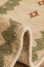 Cream & Sage Green Chevron Kilim Runner