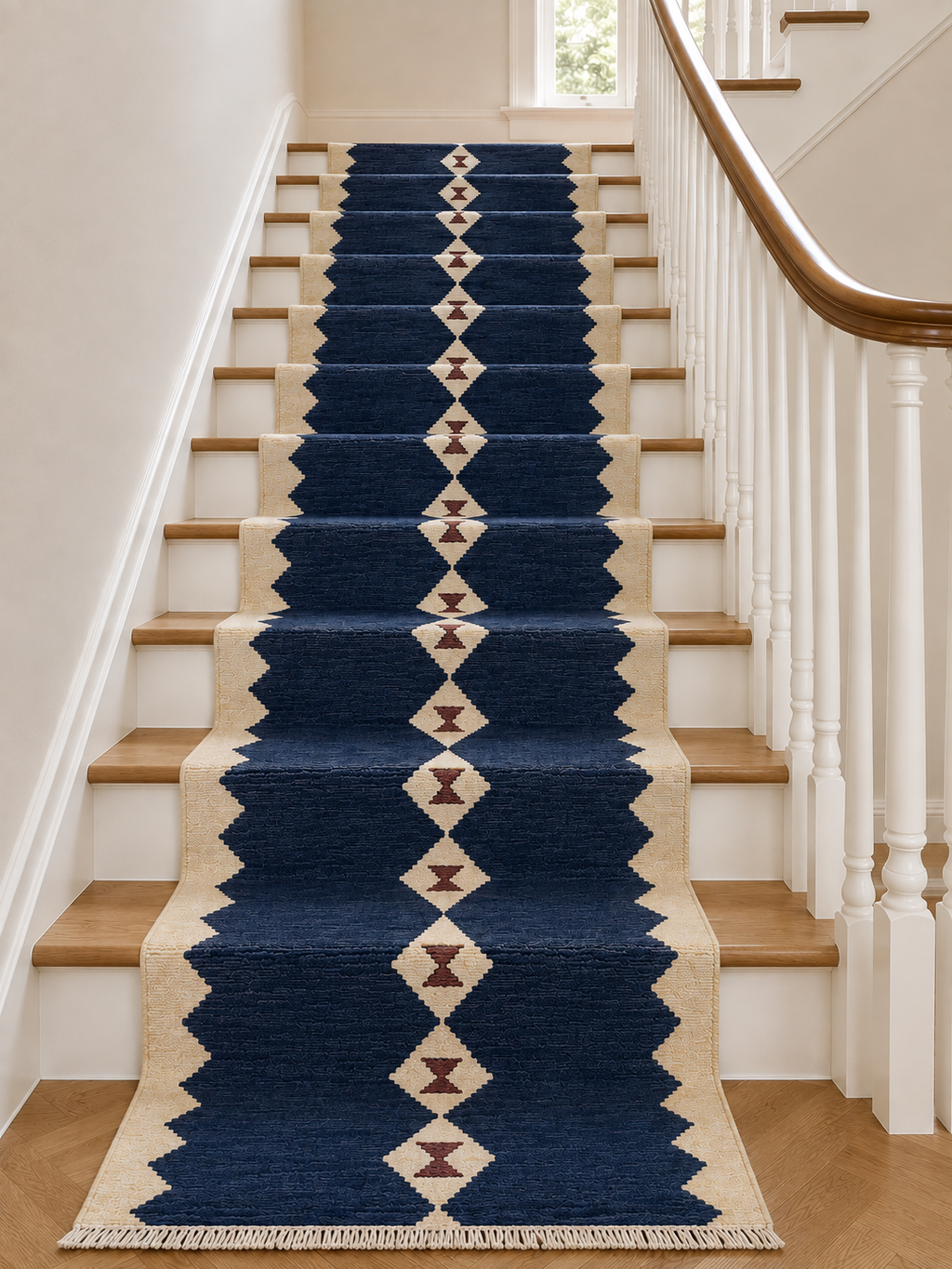 Dusty Blue & Tan Chevron Kilim Runner