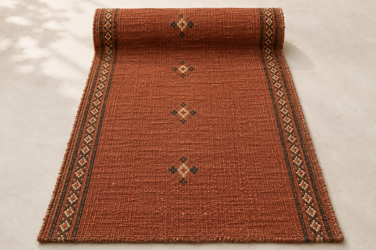 Rust & Terracotta Diamond Kilim Stair Runner