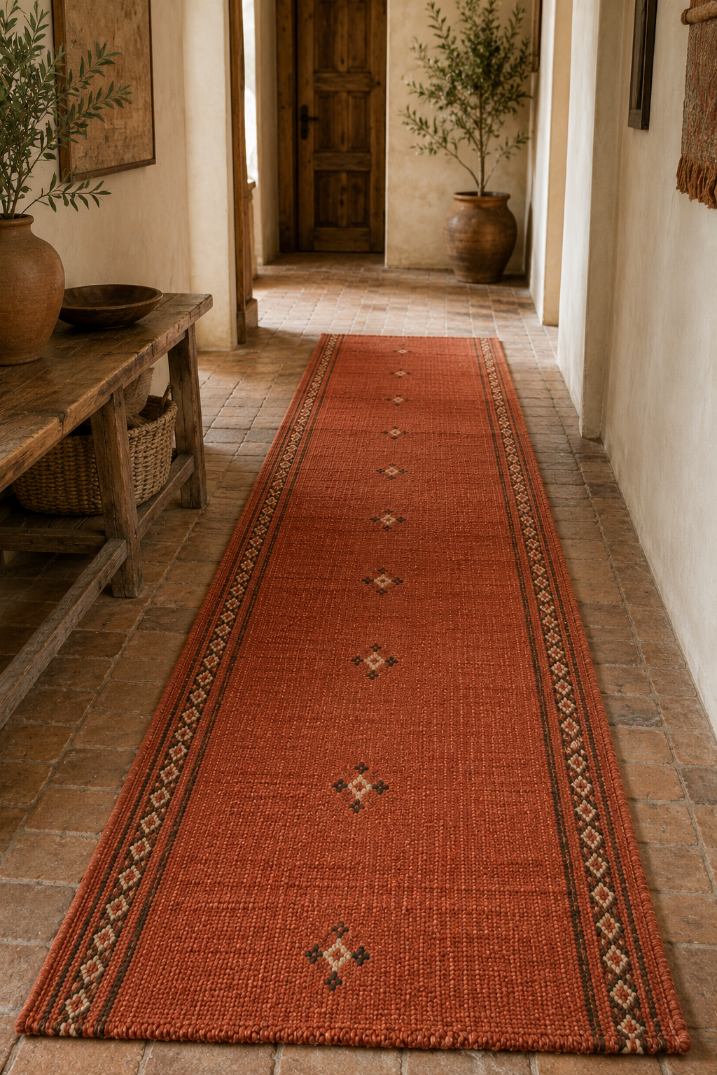 Rust & Terracotta Diamond Kilim Stair Runner