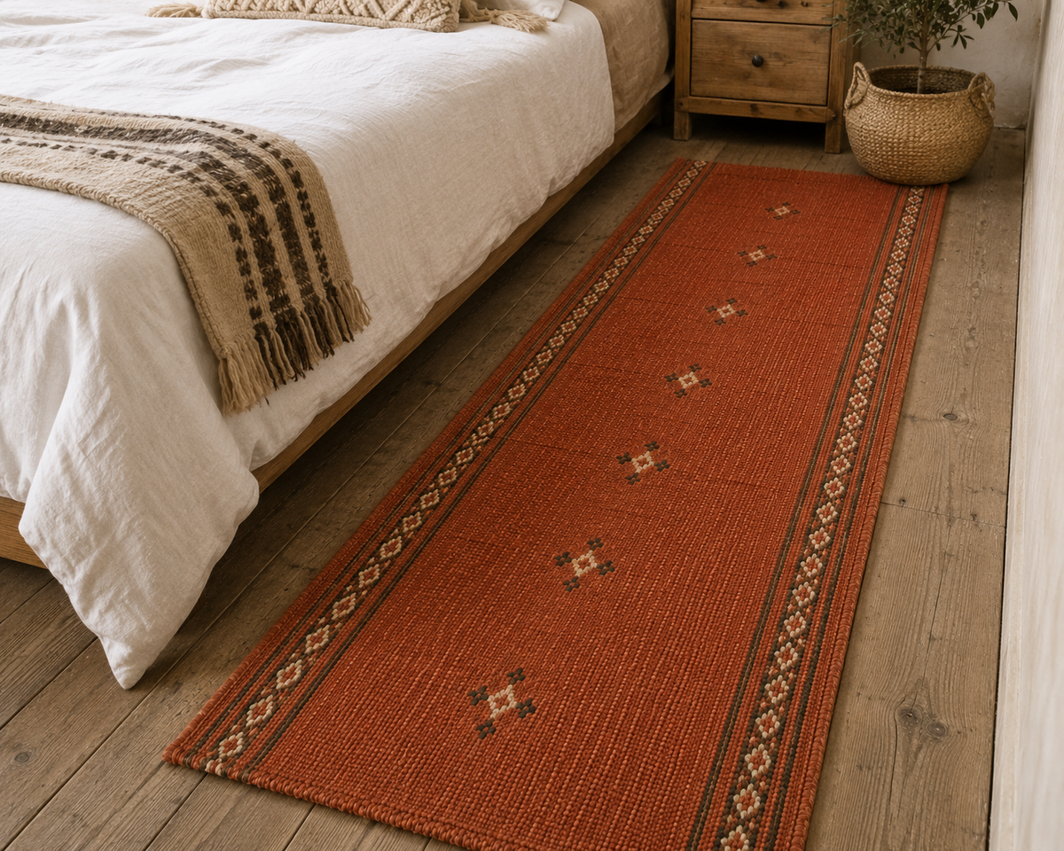 Rust & Terracotta Diamond Kilim Stair Runner