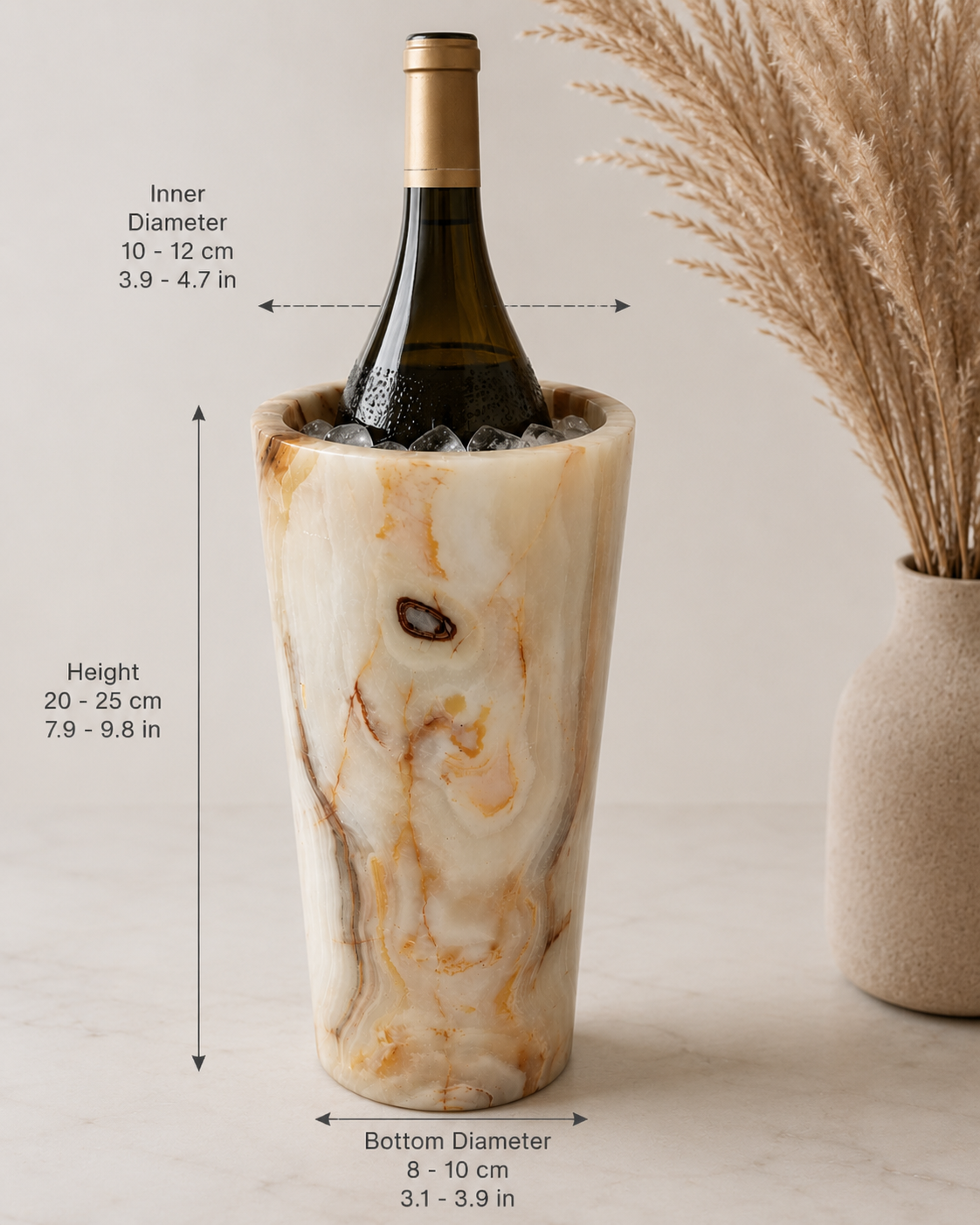 Hand-carved honey onyx wine and beverage chiller