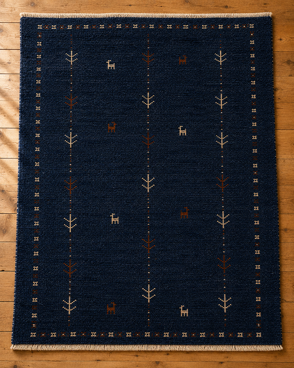 Hand Knotted blue Gabbeh Wool Rug – Traditional & Modern Area Rug