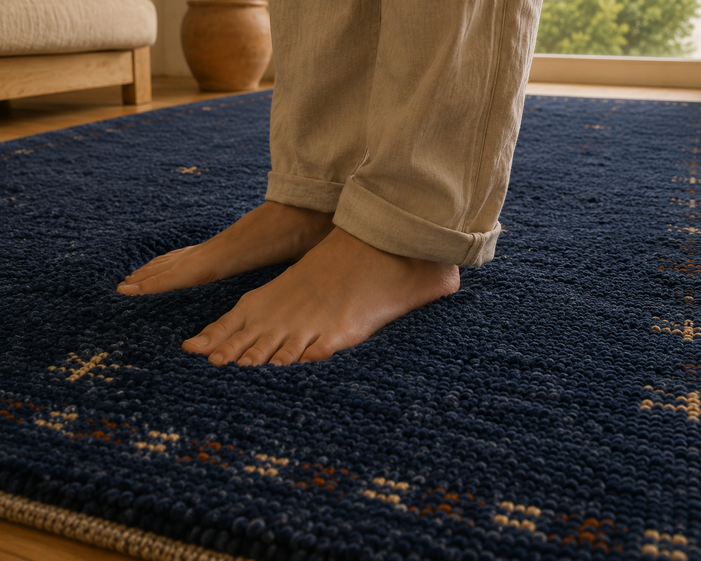 Hand Knotted blue Gabbeh Wool Rug – Traditional & Modern Area Rug