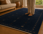 Hand Knotted blue Gabbeh Wool Rug – Traditional & Modern Area Rug