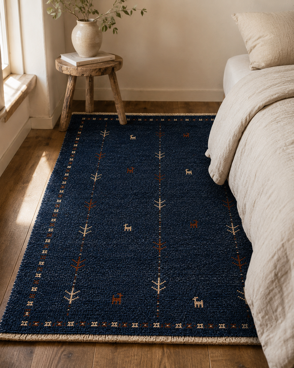 Hand Knotted blue Gabbeh Wool Rug – Traditional & Modern Area Rug