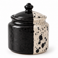 Splatter Sugar Jar — Lidded Black & Cream Ceramic