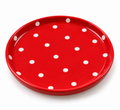 Polka Dot Dinner Plate — Red & White Ceramic