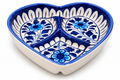 Blue Pottery Heart Dish — Three-Way Divided