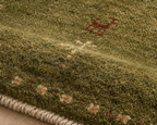 Hand Knotted  green  Gabbeh Wool Rug – Persian Modern Area Rug