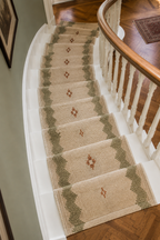 Cream & Sage Green Chevron Kilim Runner