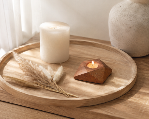 Faceted Stone Tealight Holder — Hand Carved