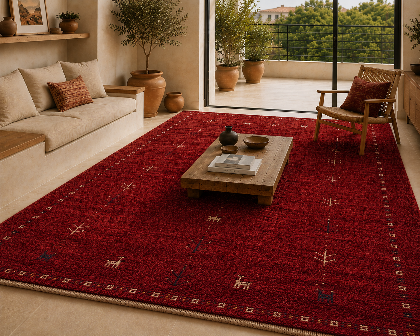 Hand Knotted burnt red Gabbeh Wool Rug – Traditional & Modern Area Rug (Copy)