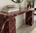 Rosso Levanto Marble Console Table — Arched Waterfall Base