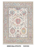 Hand Knotted pastel shades oushak wool Rug – Traditional Floral Area Rug