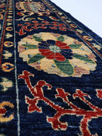 Hand Knotted Navy Blue Oriental Wool Rug – Traditional Floral & Paisley Area Rug