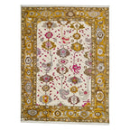 Hand Knotted Mustard oushak wool Rug – oriental carpet