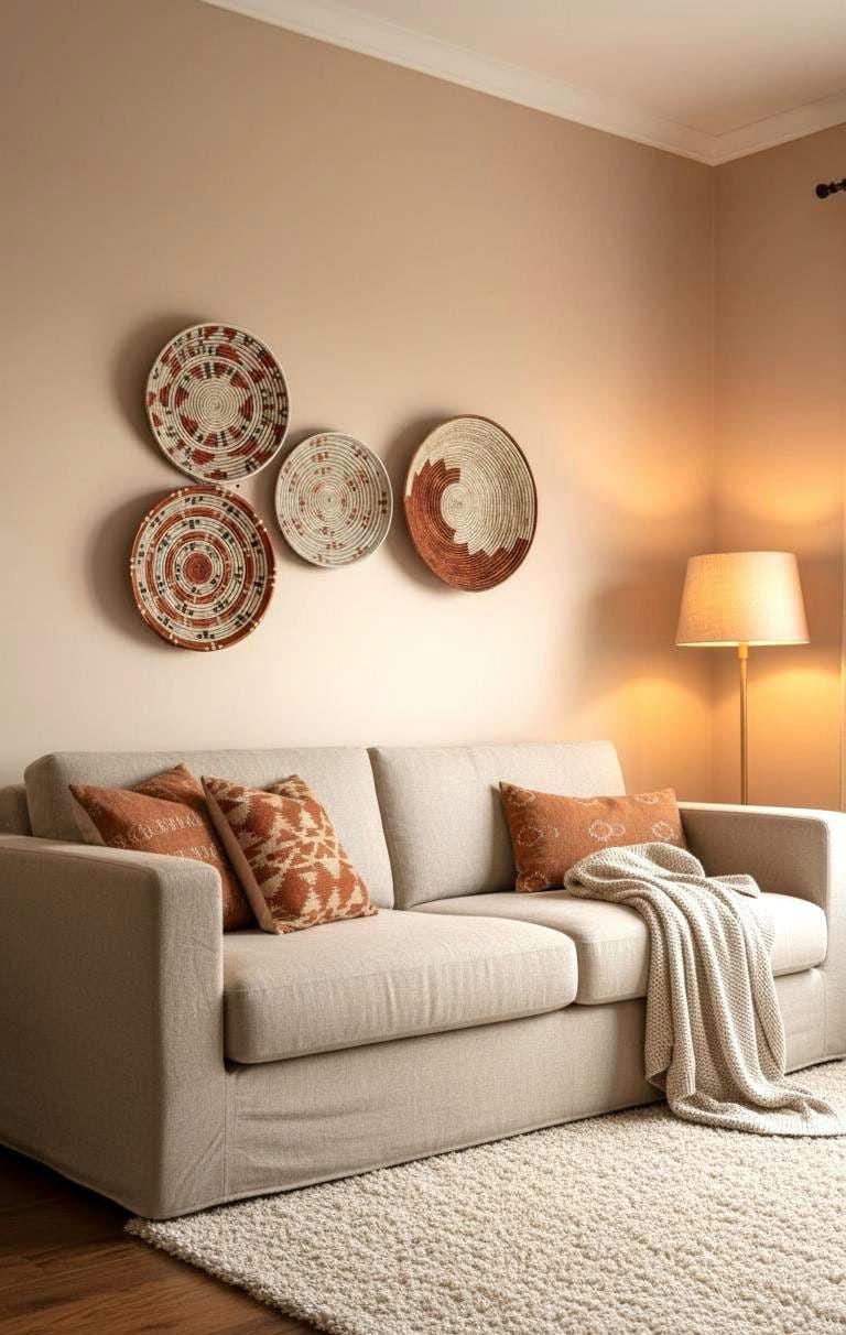 Handwoven Boho Wall Basket Set (4 Baskets) – Natural Earthy Rattan Wall Decor