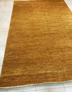 Hand Knotted Wool Gabbeh Rug, Mustard Gold Area Rug, Modern Persian soft Carpet, Solid saffron Color Wool Rug, Contemporary Handmade Rug