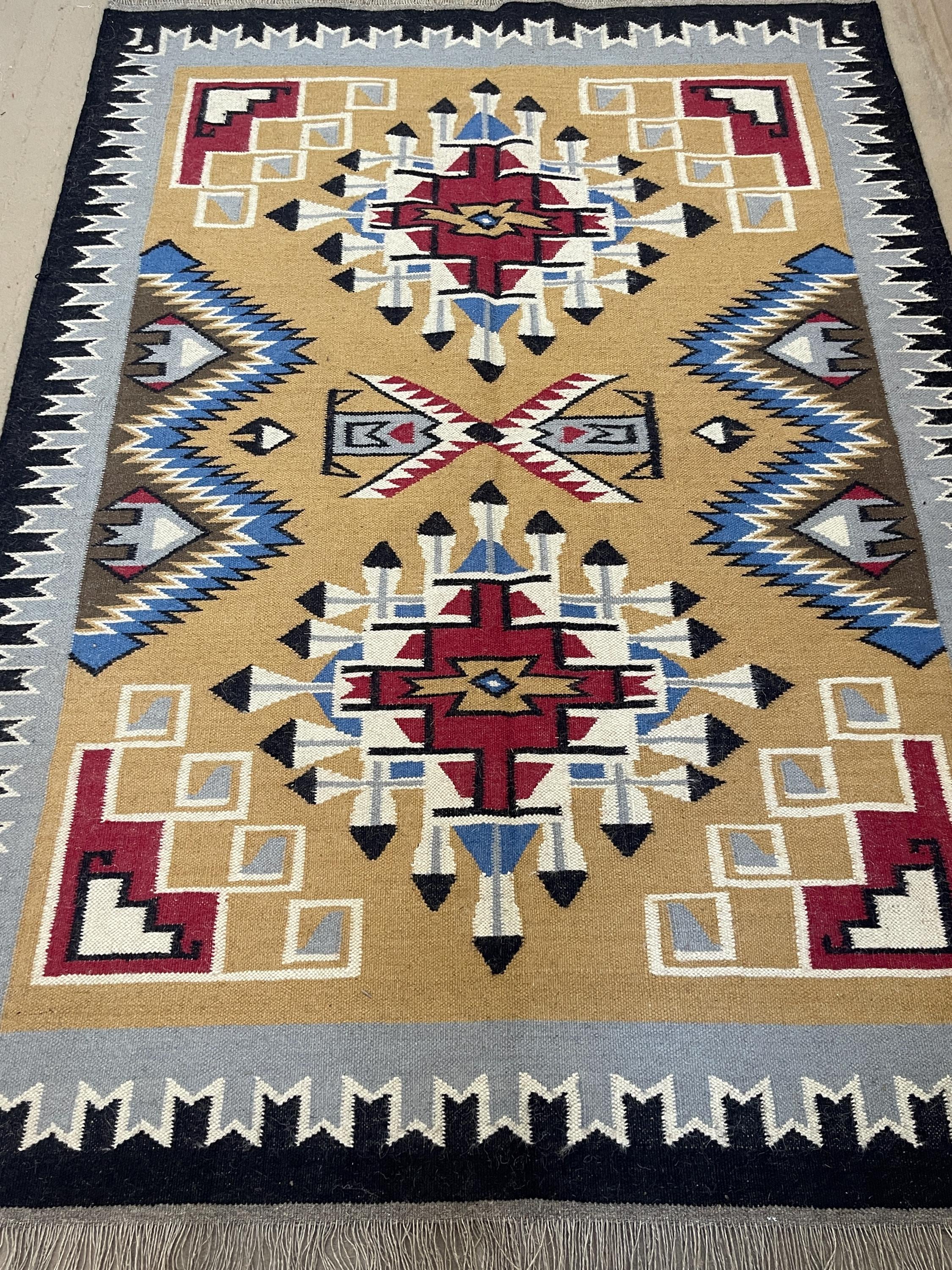 Southwestern Navajo Style Rug 8x10, Boho Aztec Tribal Area Rug, Handwoven Wool Carpet, Rustic Western Living Room Decor
