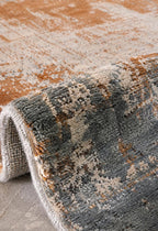 Abstract hand knotted modern wool rug,  rust and Grey  Modern Contemporary Statement area Rug