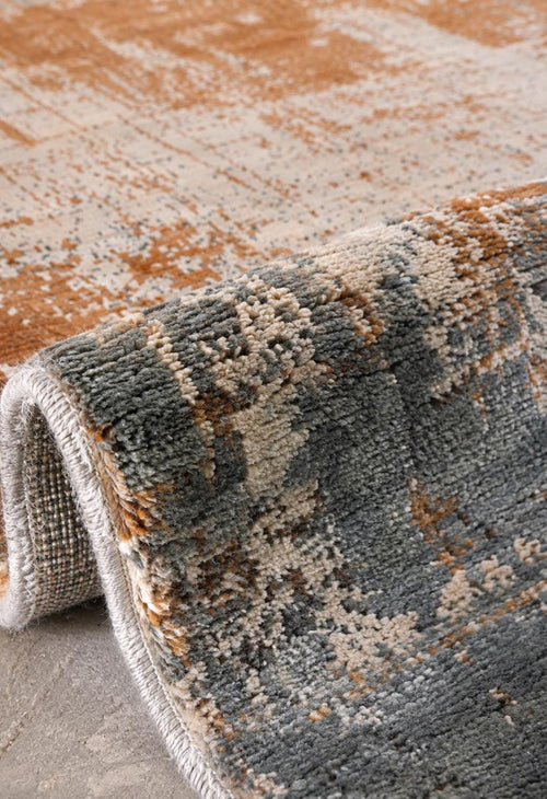 Abstract hand knotted modern wool rug,  rust and Grey  Modern Contemporary Statement area Rug