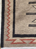 Beige and black Authentic Navajo style 100% wool Rug, custom size , Southwest Native American style Rug,