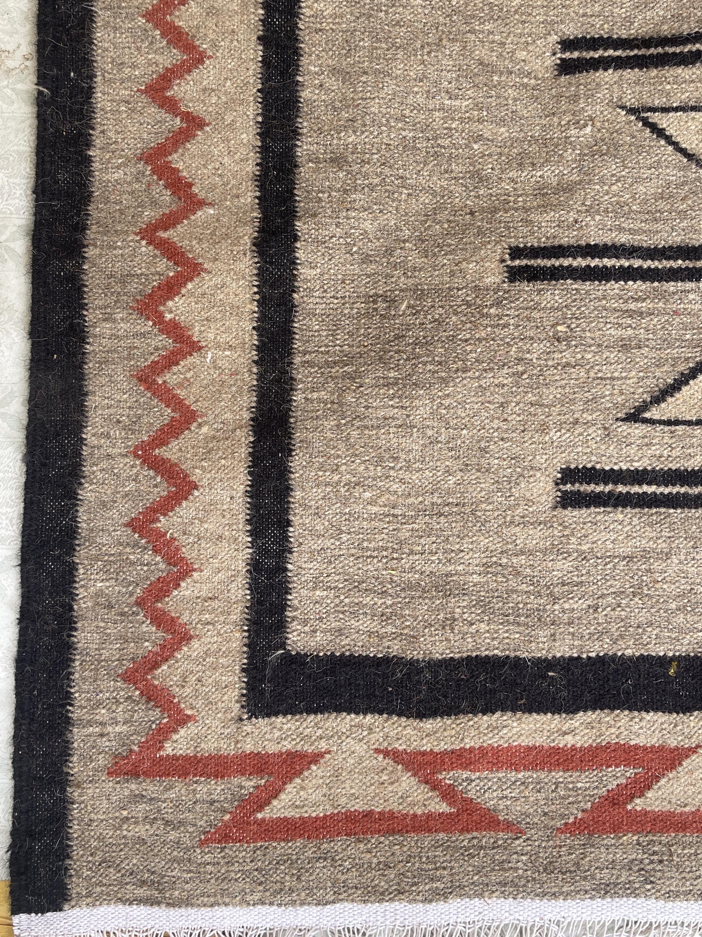 Beige and black Authentic Navajo style 100% wool Rug, custom size , Southwest Native American style Rug,