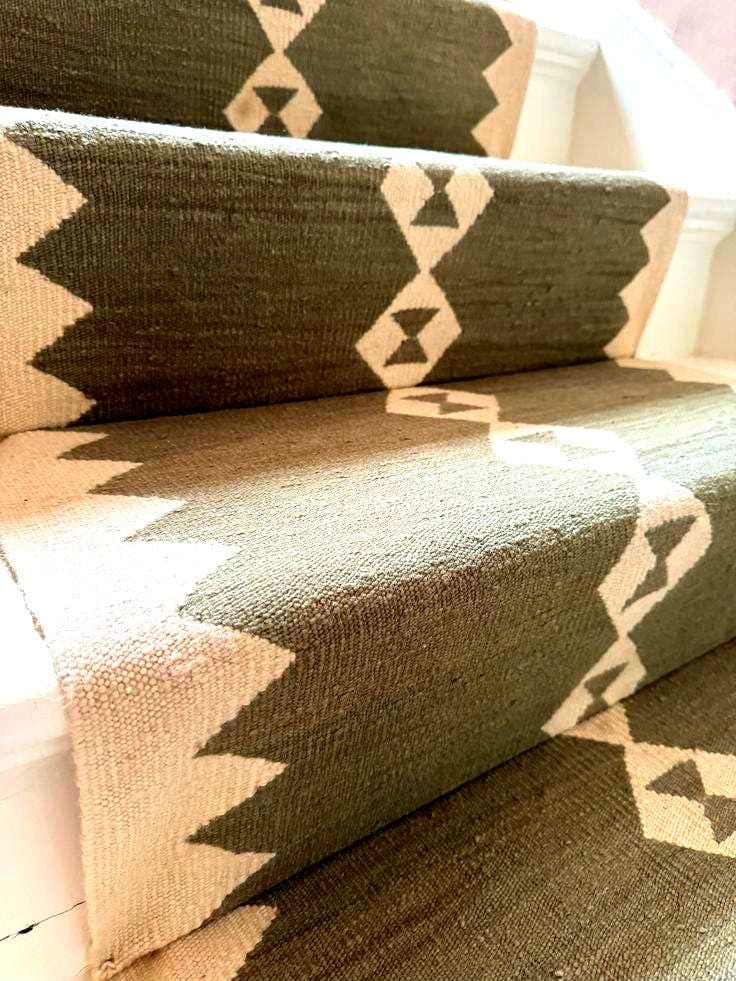 Handwoven Kilim Stair Runner | Geometric Wool Runner | Custom Length Stair Carpet | Southwestern Home Decor, corridor runner,